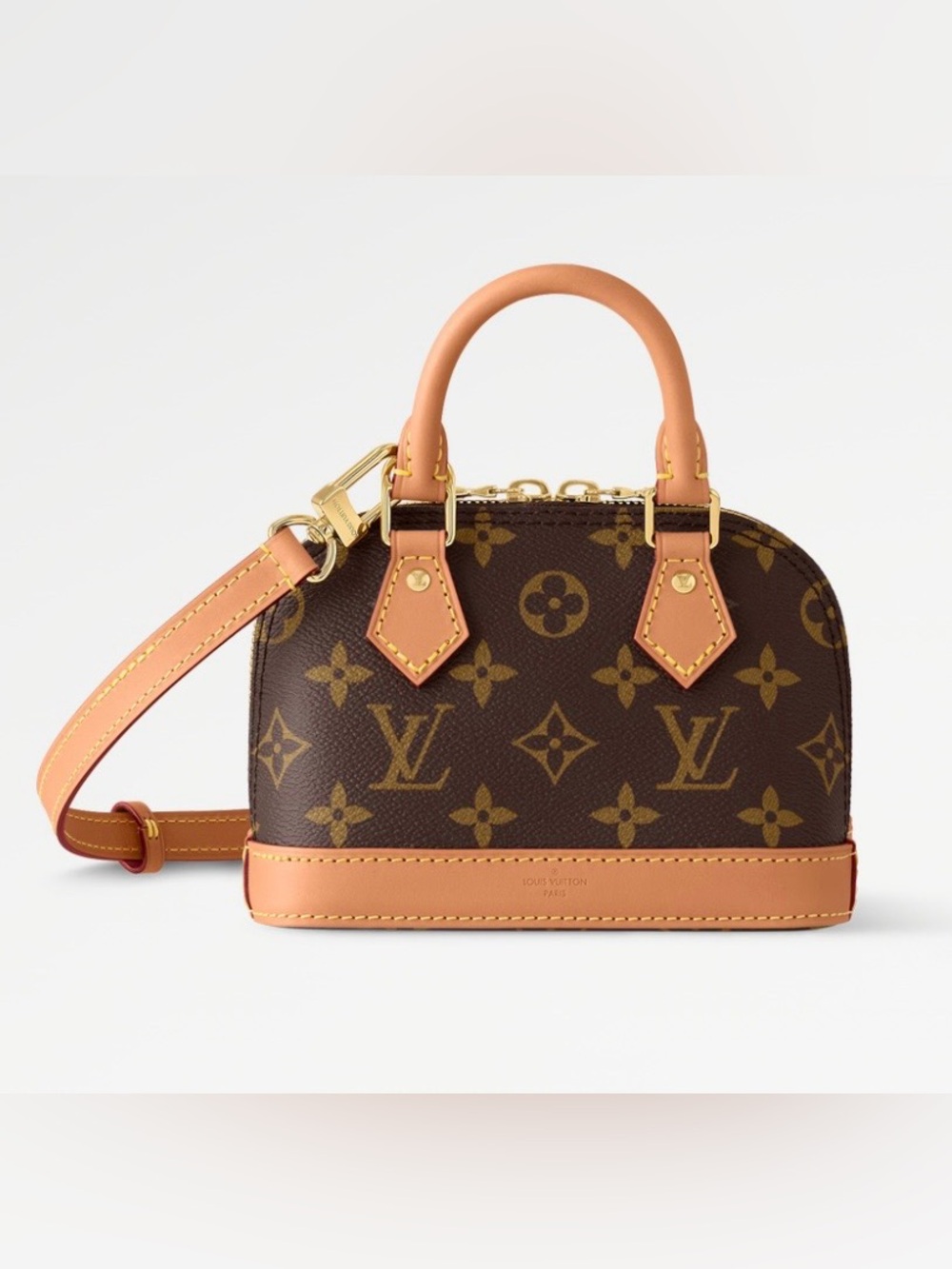 Louis Vuitton Monogram Mini Alma with Tan and Red Trim